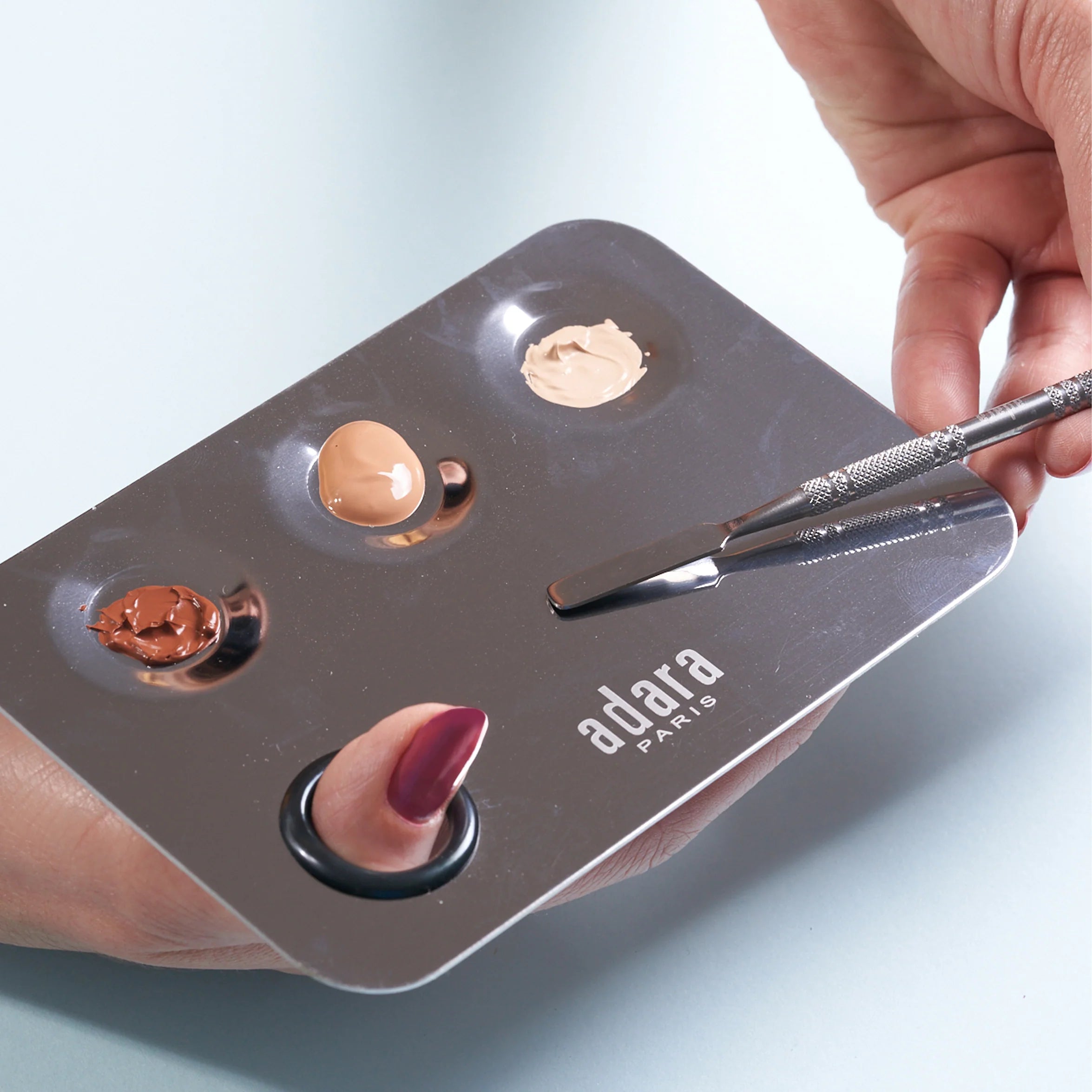 Paleta Mezcladpra Metalica Con Espatula Doble Adara